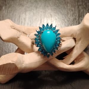 Sleeping Beauty Turquoise Neon Apatite Silver Women's Ring